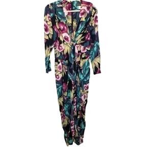 Vintage Karen Alexander Womens Floral Jumpsuit Size 8 Garden Party Romantic
